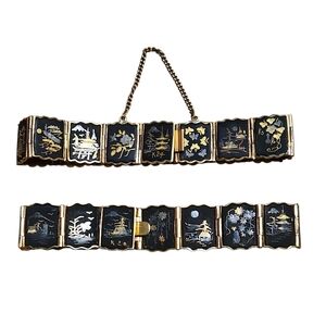 Black and Gold Bracelet with Scenic Designs